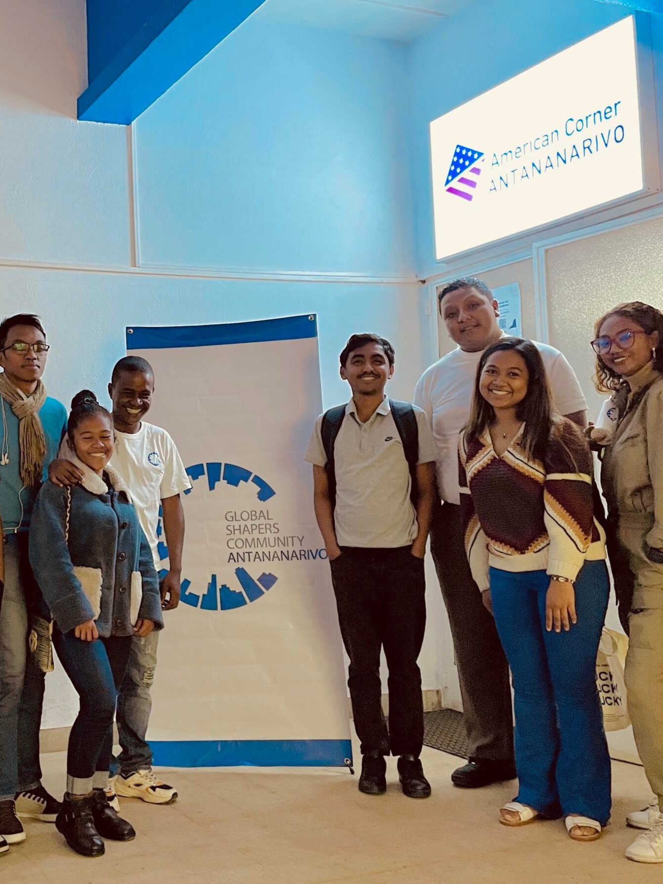 Global Shapers Antananarivo Hub team at the American Corner Antananarivo